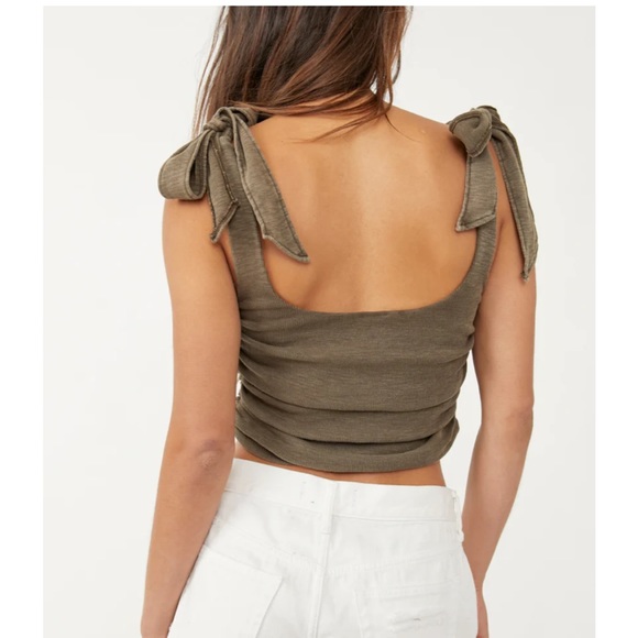 NEW Free People Women's Boulevard Washed Rib Crop Top in Oregano - size S - Picture 2 of 11